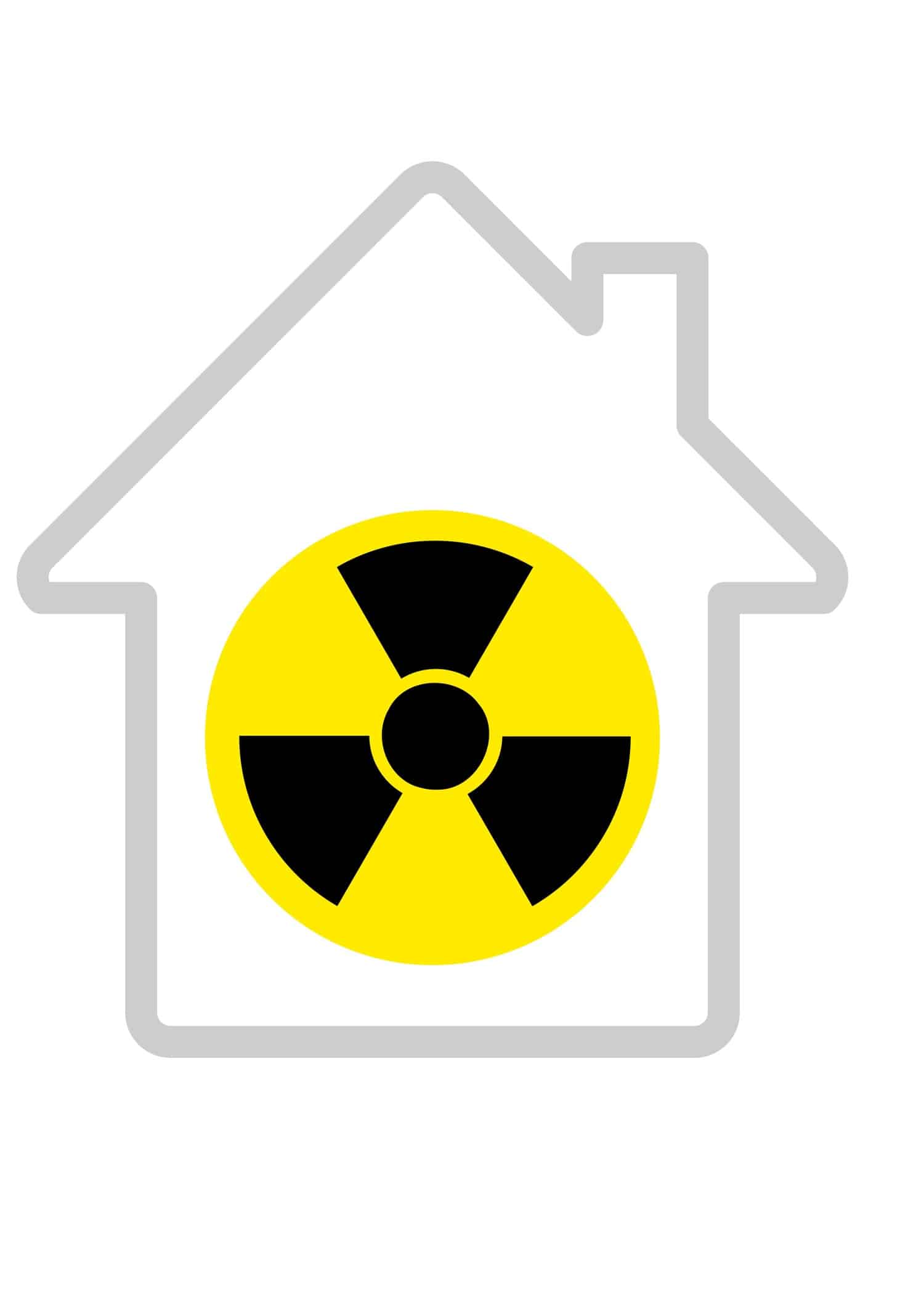 bild på ett hus med radonsymbol