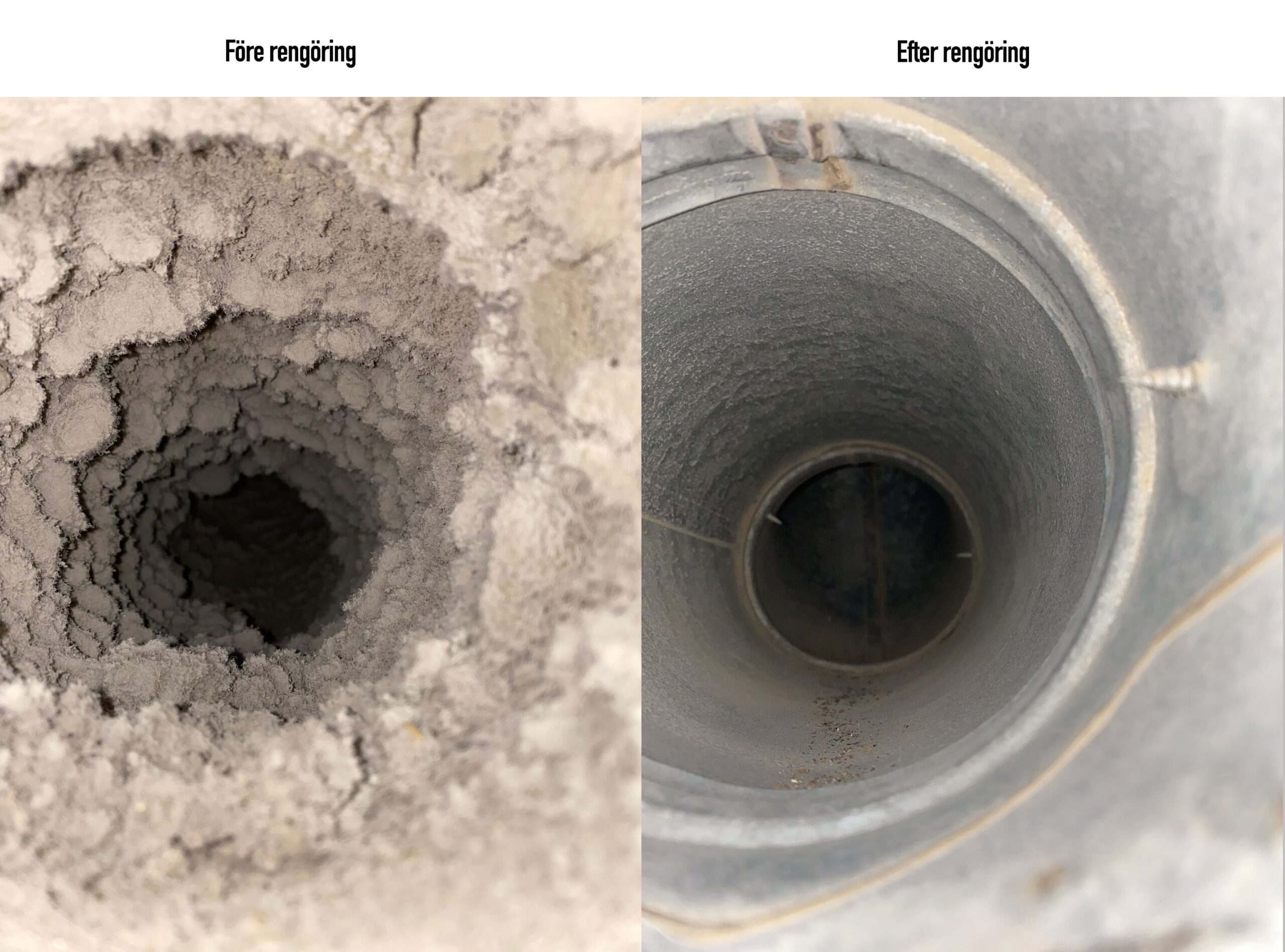 ventilationsrengöring före och efter rengöring